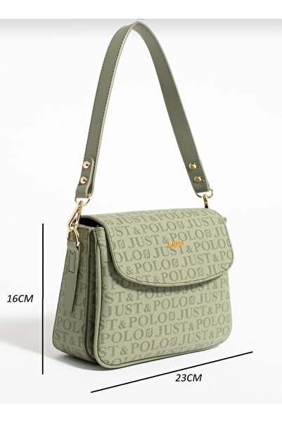 Just Polo JP حقيبة كتف نسائية خضراء بحزامين وحزام طويل قابل للتعديل Tm4078
