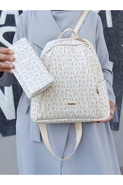 Just Polo JP مجموعة المحفظة النسائية ذات اللون الكريمي 1019-5