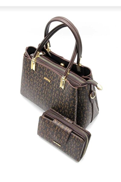 ÇANTAM GELSİN Set de genți și portofel maro cu 5 compartimente pentru femei