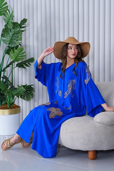 My Blog Φόρεμα Saks Blue Ethnic Sequined Embroidered Plus Size - 334