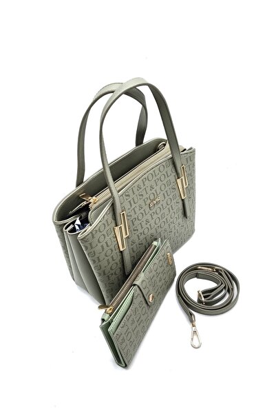 Just Polo JP Women's Green 5 Compartment Bag and Wallet Set