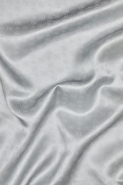 Vakko Object Patterned Silk Shawl 41555-Silver