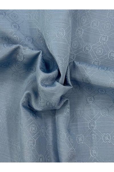 Vakko Cotton Silk Monogram Shawl 40752-Light Blue