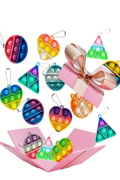 Hyd 3Pcs Educational Toy Popit Keychain Fidget Keyring Set Transcript Gift Birthday Party Product