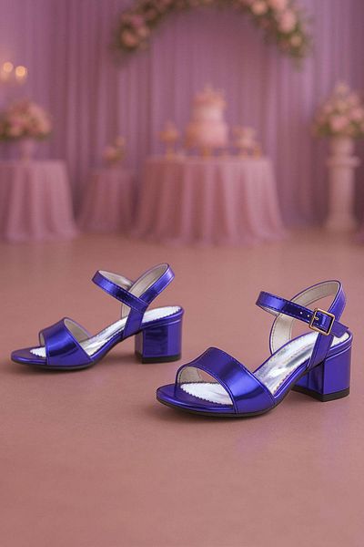 hapshoe Pony Purple Mirrored Pantofi de seara pentru fete cu toc gros