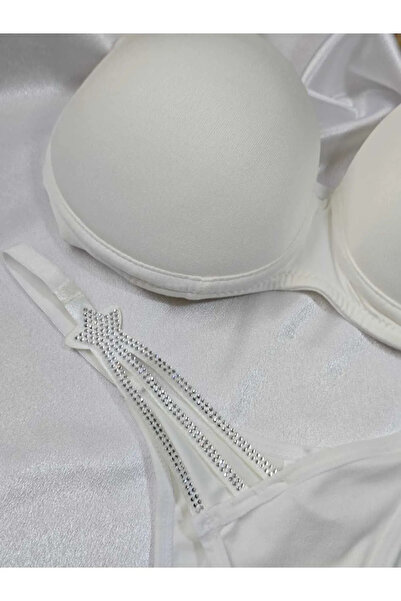 Generic Brand Stone Embroidered Star Detailed Women's Strappy Bra Panty Set the Magic of Sparkling Elegance
