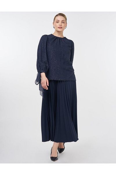 Kayra Μπλούζα με λεπτομέρεια με κορδόνια Navy Blue