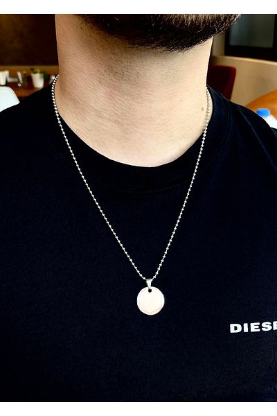 Tixy Pixy 316L Stainless Steel Ring End Ball Chain Silver Men's Necklace