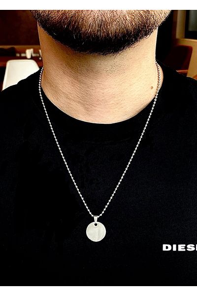 Tixy Pixy 316L Stainless Steel Ring End Ball Chain Silver Men's Necklace