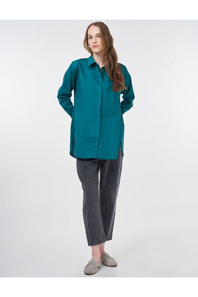 Kayra Basic Cotton Shirt Green