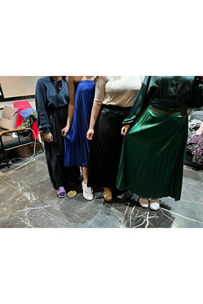 hoaryage Довга спідниця з ефектом шкіри та тонким плісированим низом - на талії гумка