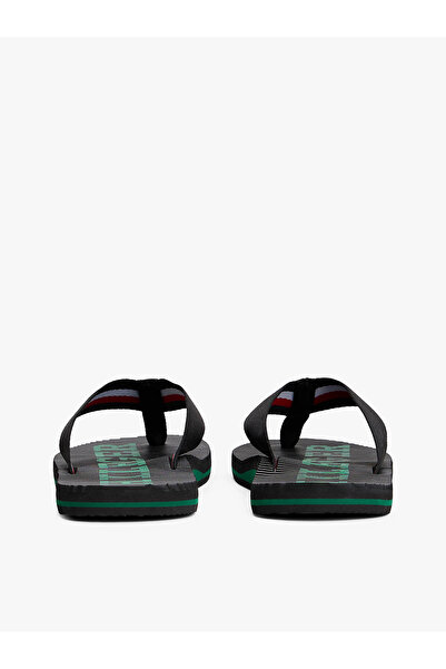 Tommy Hilfiger Erkek Şerit Çizgili Üst Yüzeyli Rahat Yüksek Tabanlı Parmak Arası Siyah Terlik FM0FM05443-BDS