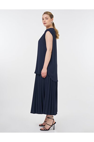 Kayra Crew Neck Basic T-Shirt Navy Blue