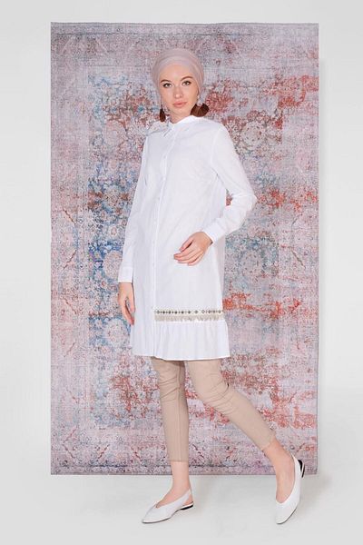 Alvina Cotton Button Embroidered Tunic 40593
