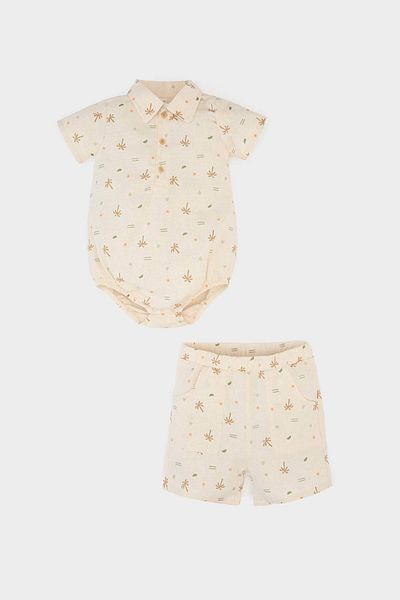 DeFacto Beige Baby Boy Top and Bottom Set E8380A5/Bg286