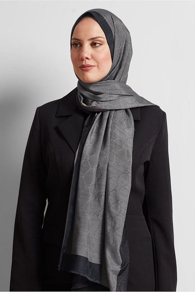 Alvina Alvi̇na Jacquard Monogram Shawl 8542