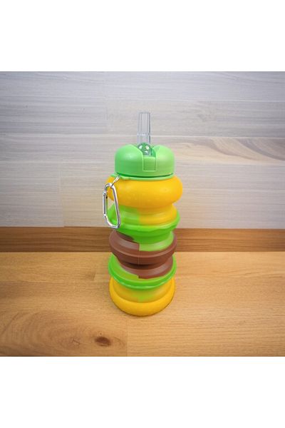 imsaconcept Folding Portable Silicone Hamburger Drinker for Athletes, Campers and Kids 500 ml BPA-FREE
