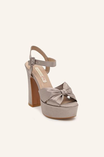 MARCATELLI Bronze Satin Adel Platform Heeled Shoes