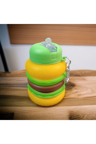 imsaconcept Folding Portable Silicone Hamburger Drinker for Athletes, Campers and Kids 500 ml BPA-FREE