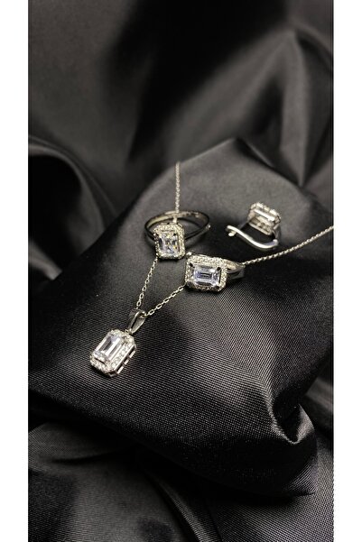 Caner Kuyumcusu 14 Ayar Beyaz Altın Baget 3 lü Set