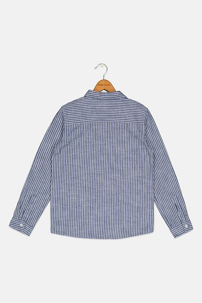 Ocean Pacific Kids Boy Stripe Long Sleeve Casual Shirt, Blue
