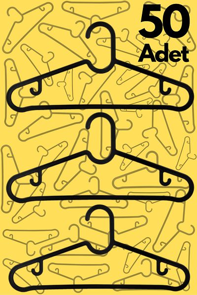 Çavdar Group Spruttig Black 50-Piece Clothes Hanger Plastic Hanger Clothes Trousers Skirt Hanger 50 Pieces Clothes Hanger