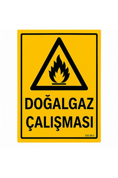 Gündoğdu لافتة تحذيرية لعمل الغاز الطبيعي مقاس 25x35 سم