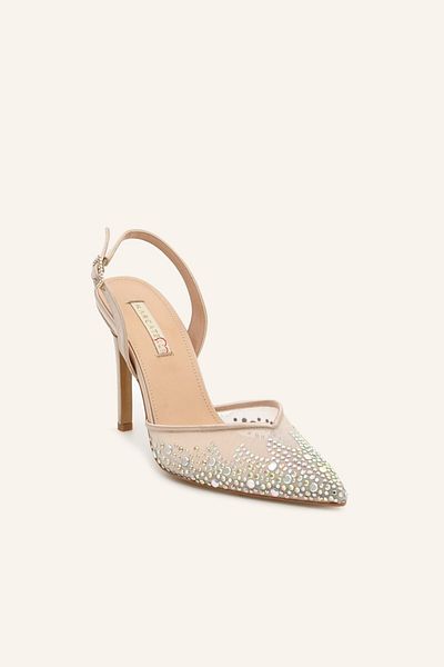 MARCATELLI Champagne Satin Yona Heeled Shoes