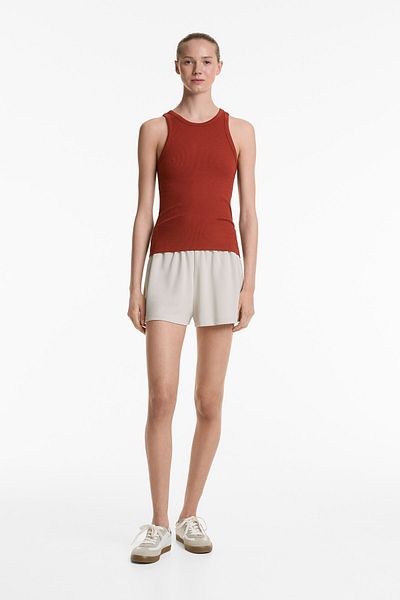 Oysho Rib halter top with cotton and modal