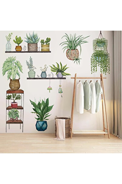 ForWhat Autocolant de perete cu model de plante tropicale pentru decorarea bi...