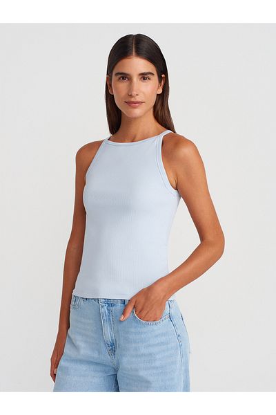 Dilvin 21055 Strappy Tank-Top-Light Blue