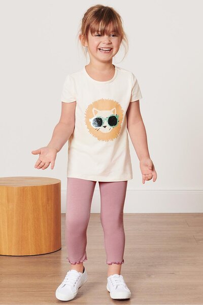 Tchibo بنطال ضيق سادة للبنات الصغار، وردي