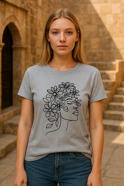 HAKKE T-SHIRT cu imprimeu de flori și față