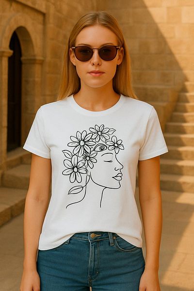 HAKKE T-SHIRT με στάμπα λουλουδιών και προσώπου
