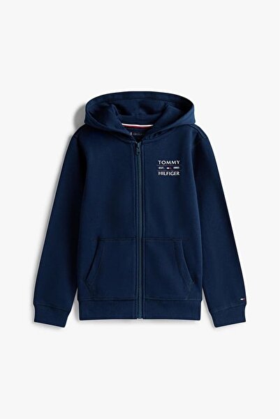 Tommy Hilfiger Fermuarlı Kapüşonlu Sweatshirt - Lacivert