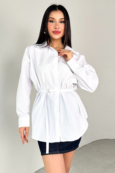 Cappmoda GML-10261 Cămașă albă cu detaliu curea
