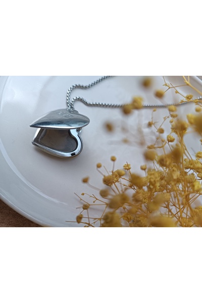 Blotch نمط مختلف وأنيق مزدوج الصورة قلوب الحب مكتوبة ميدالية عيد الحب قلادة ا...