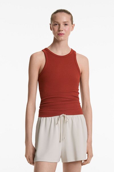 Oysho Rib halter top with cotton and modal