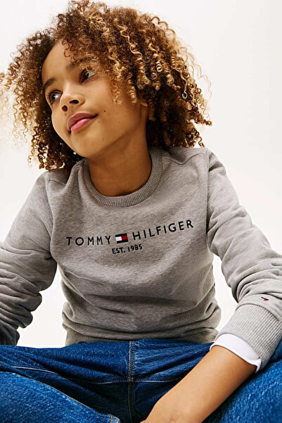 Tommy Hilfiger Unisex Çocuk Th Essential Sweatshirt - Gri