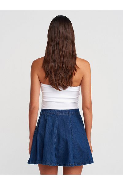 Dilvin 80581 Fusta mini din denim din mai multe piese-albastru