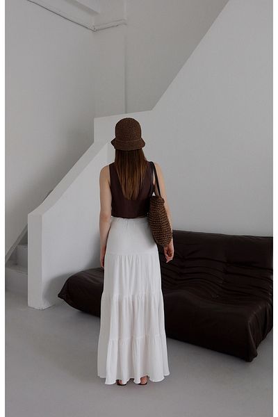 FEWTİNT Midi Skirt with Layers and Elastic Waist