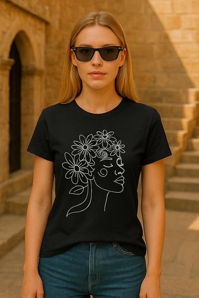 HAKKE T-Shirt with Flower and Face Print