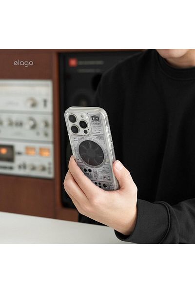 Elago غطاء حماية مغناطيسي شفاف هجين متوافق مع ماج سيف لهاتف آيفون 15 - AMP