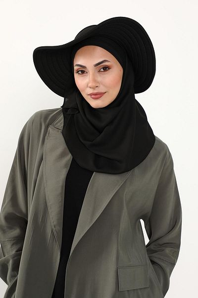 Aisha's Design Practical Crepe Shawl Turban with Removable Bowknot Hat on the Back,Ss-9
