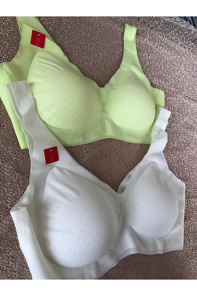MEBA Laser Cut V-Neck Seamless Wire-Free Sports Bra Non-Marking Ghost 2-Piece Bra -3312