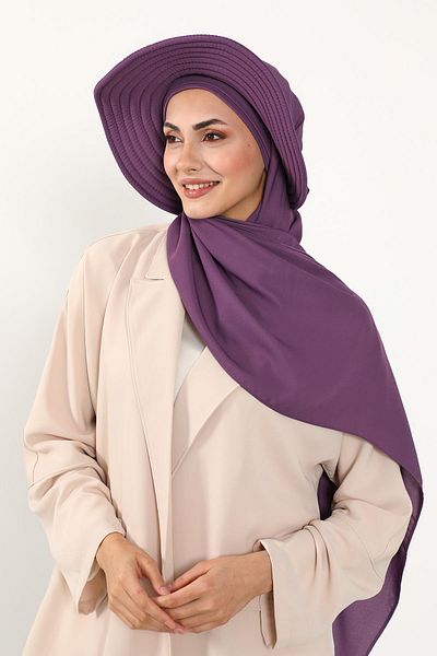 Aisha's Design عمامة شال كريب عملية مع قبعة فيونكة خلفية قابلة للإزالة، SS-9