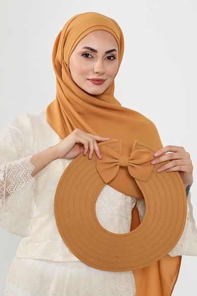 Aisha's Design عمامة شال كريب عملية مع قبعة فيونكة خلفية قابلة للإزالة، SS-9