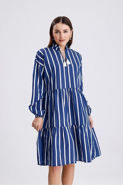 ikomteks Rochie cu dungi cu detaliu din dantela