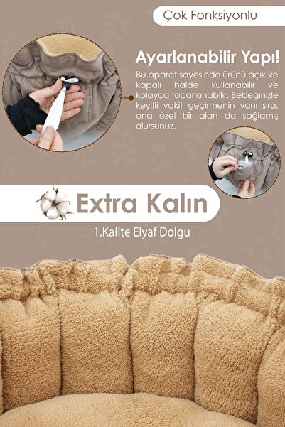 mordesign Çift Taraflı Teddy Kumaş Bebek Yatağı ve Oyun Halısı, Babynest, Oyun Halısı, Morteddy Bloom Serisi