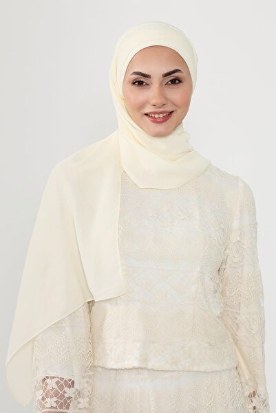 Aisha's Design Πρακτικό σάλι από κρεπ με πλισέ στο μπροστινό μέρος, PS-54, κρεμ